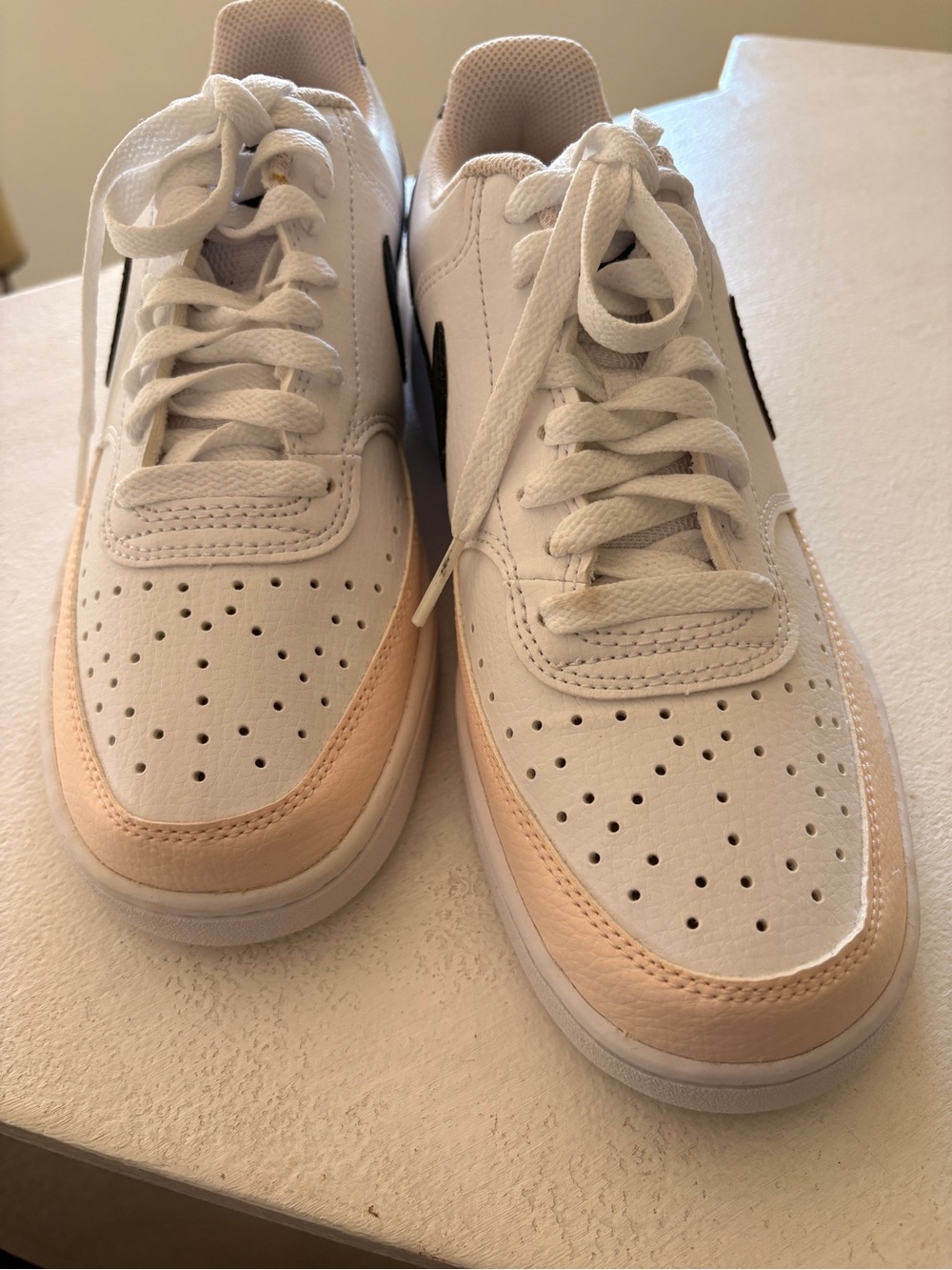 Nike Women’s Low-Top Sneakers in White and Light Peach